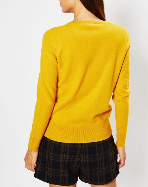 Pull 100% Cachemire Zocon col V jaune