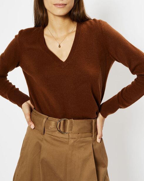 Pull 100% Cachemire Zocon col V marron
