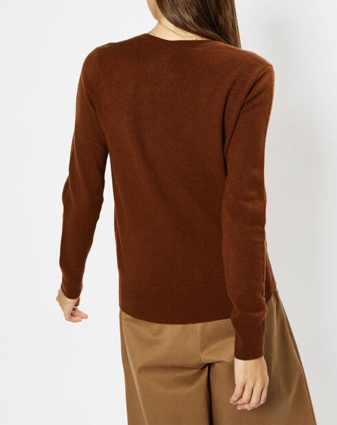 Pull 100% Cachemire Zocon col V marron
