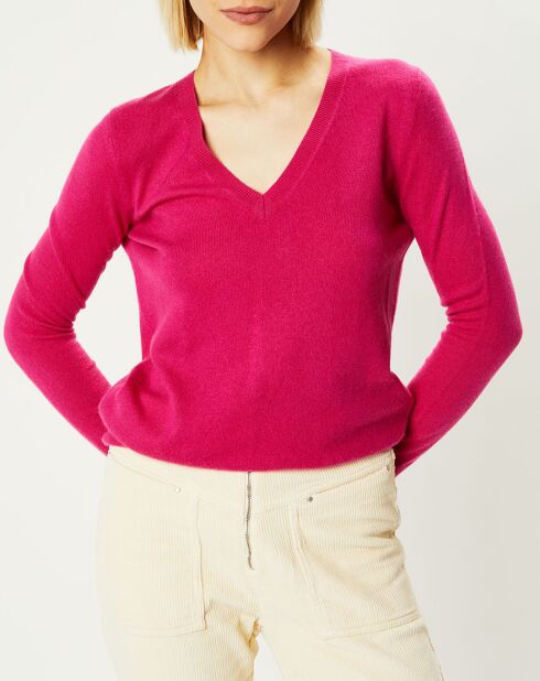 Pull 100% Cachemire Zocon col V rose
