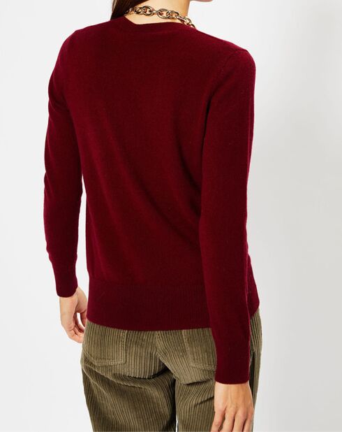 Pull 100% Cachemire Zocon col V rouge foncé