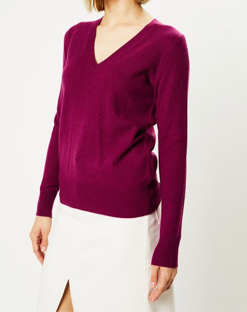 Pull 100% Cachemire Zocon col V violet