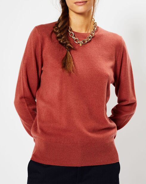Pull 100% Cachemire Zabri col rond bois de rose