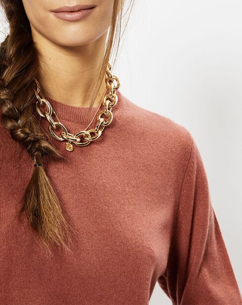 Pull 100% Cachemire Zabri col rond bois de rose