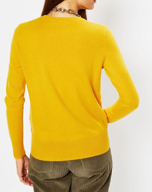 Pull 100% Cachemire Zabri col rond jaune