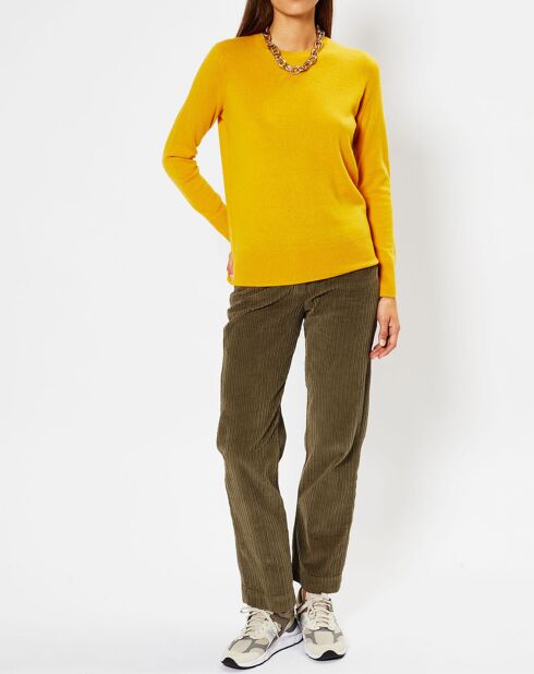 Pull 100% Cachemire Zabri col rond jaune