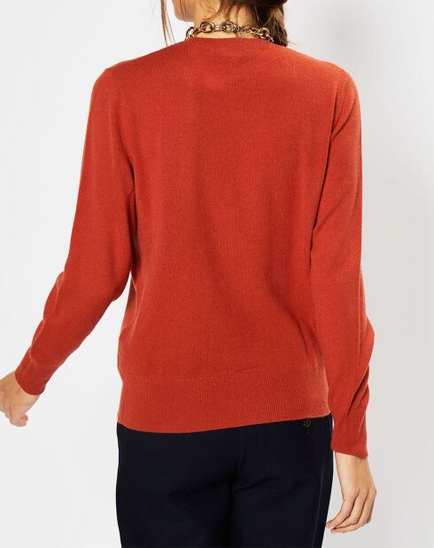 Pull 100% Cachemire Zabri col rond orange foncé