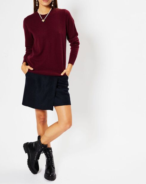Pull 100% Cachemire Zabri col rond rouge foncé