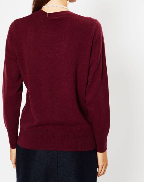 Pull 100% Cachemire Zabri col rond rouge foncé