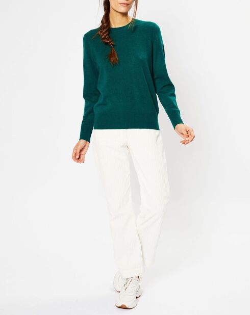 Pull 100% Cachemire Zabri col rond vert foncé