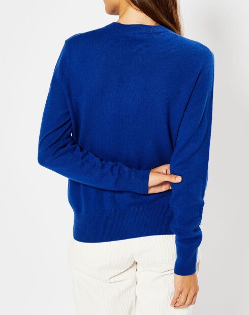 Cardigan 100% Cachemire Zacao col rond bleu