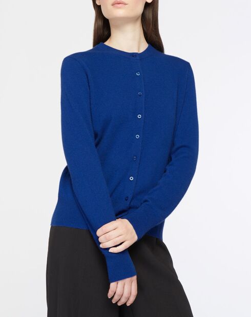 Cardigan 100% Cachemire Zacao col rond bleu