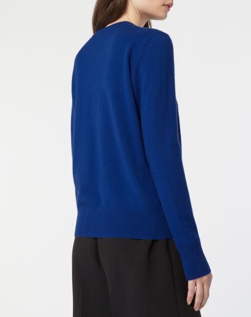 Cardigan 100% Cachemire Zacao col rond bleu