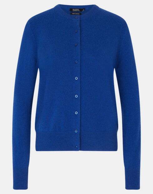 Cardigan 100% Cachemire Zacao col rond bleu