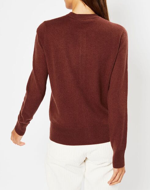 Cardigan 100% Cachemire Zacao col rond marron