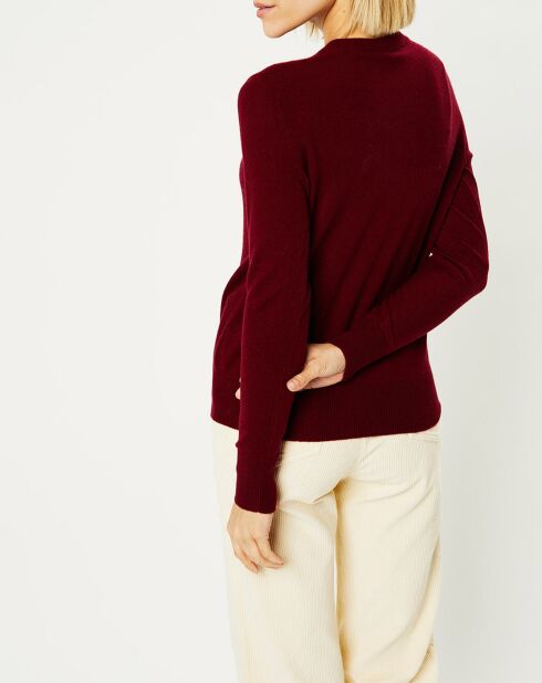 Cardigan 100% Cachemire Zacao col rond rouge foncé