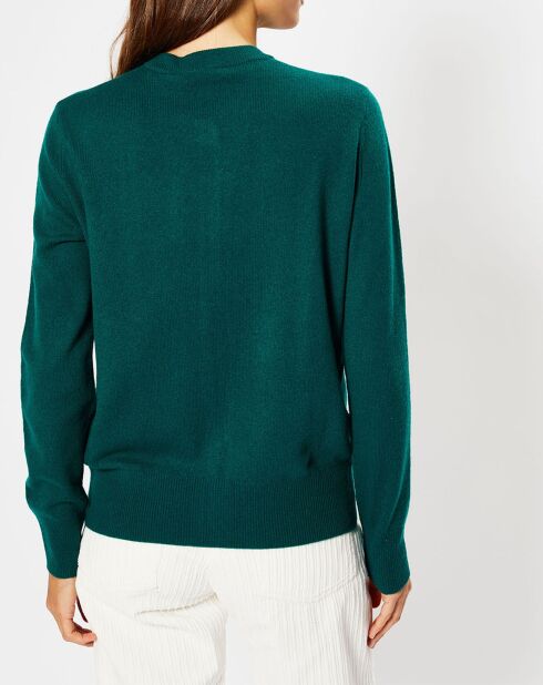 Cardigan 100% Cachemire Zacao col rond vert foncé