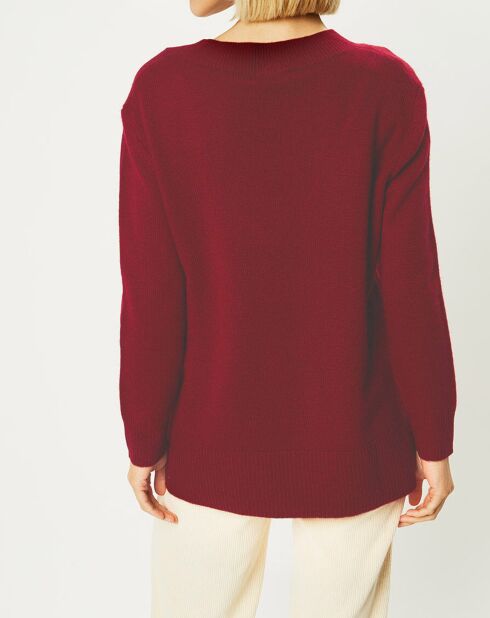 Pull 100% Cachemire Zoé col V profond rouge foncé