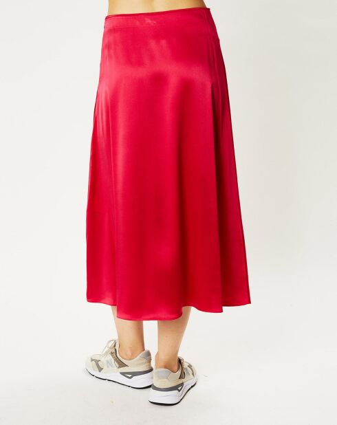Jupe midi 100% Soie Zazie rose fuchsia