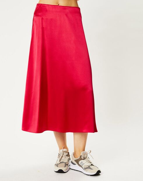Jupe midi 100% Soie Zazie rose fuchsia