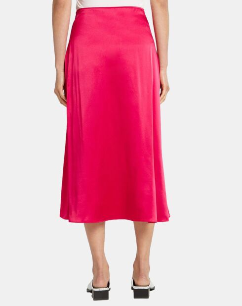 Jupe midi 100% Soie Zazie rose fuchsia