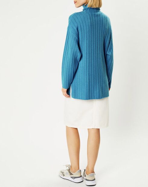 Pull en Laine & Cachemire Diva col roulé bleu