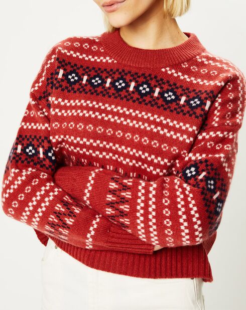 Pull en Laine & Cachemire Denver col rond rouge
