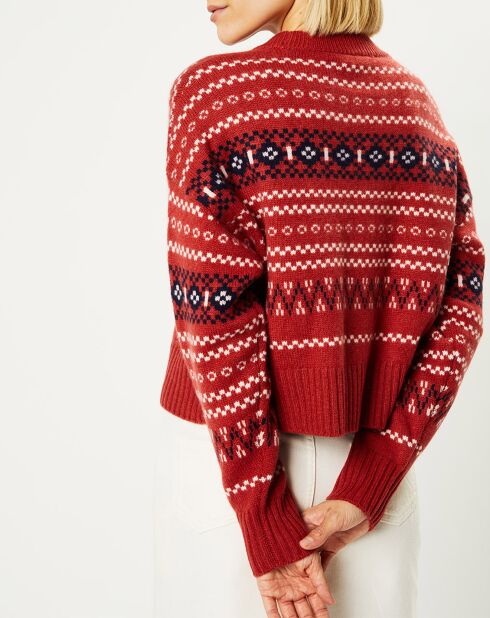 Pull en Laine & Cachemire Denver col rond rouge