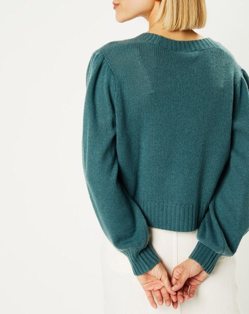 Cardigan 100% Cachemire Dimitri col V vert de gris