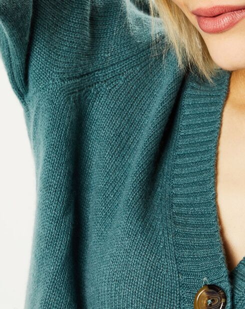 Cardigan 100% Cachemire Dimitri col V vert de gris