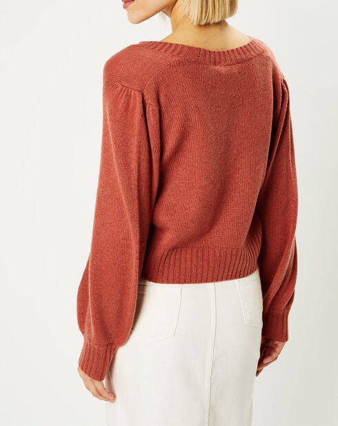 Cardigan 100% Cachemire Dimitri col V vieux rose