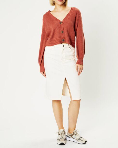 Cardigan 100% Cachemire Dimitri col V vieux rose