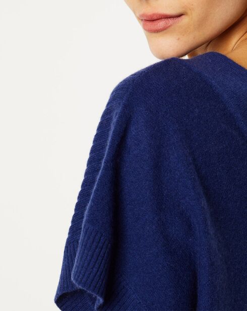 Pull 100% Cachemire Folie manches courtes bleu foncé