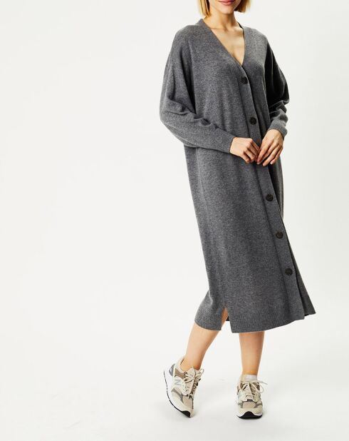 Gilet extra long en Laine & Cachemire Fabio gris