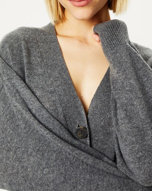 Gilet extra long en Laine & Cachemire Fabio gris