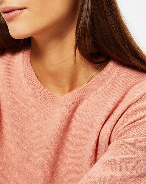 Pull 100% Cachemire Difi col rond rose