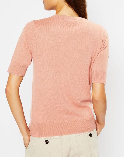 Pull 100% Cachemire Difi col rond rose