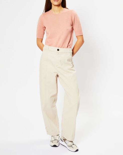 Pull 100% Cachemire Difi col rond rose