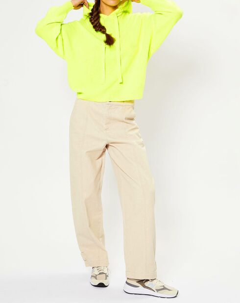 Pull à capuche en Laine & Cachemire Soug jaune fluo