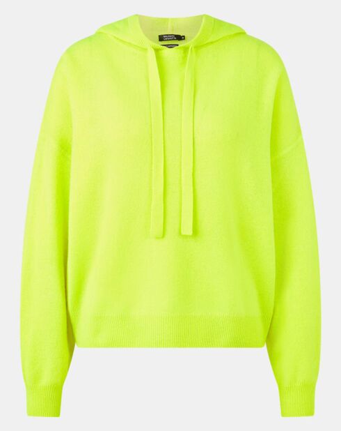 Pull à capuche en Laine & Cachemire Soug jaune fluo