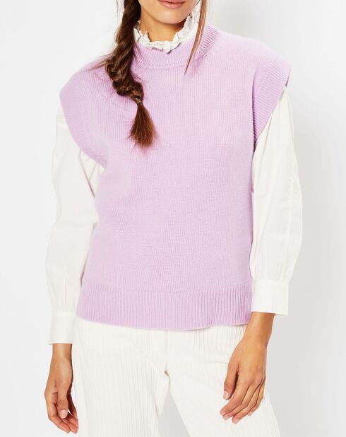 Pull en Laine & Cachemire Solal sans manches violet clair