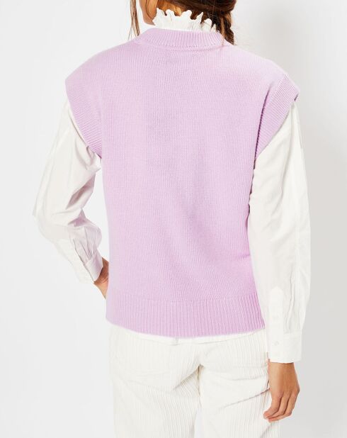 Pull en Laine & Cachemire Solal sans manches violet clair