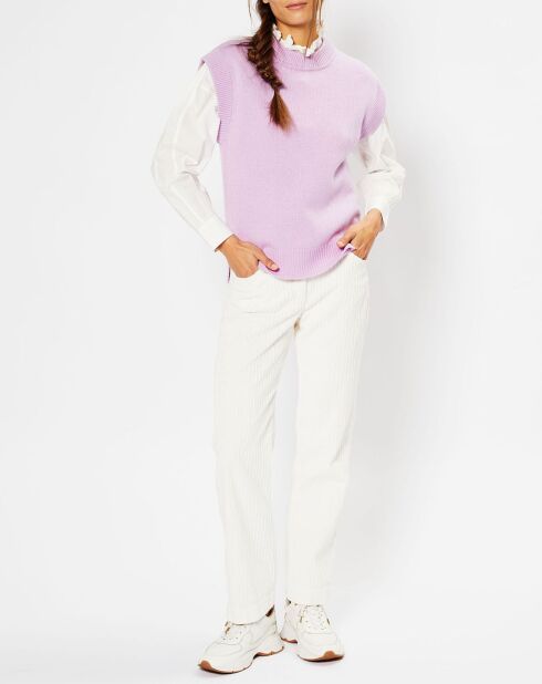 Pull en Laine & Cachemire Solal sans manches violet clair
