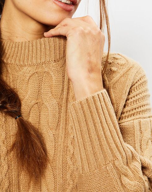 Pull en Laine & Cachemire Foug T col rond beige