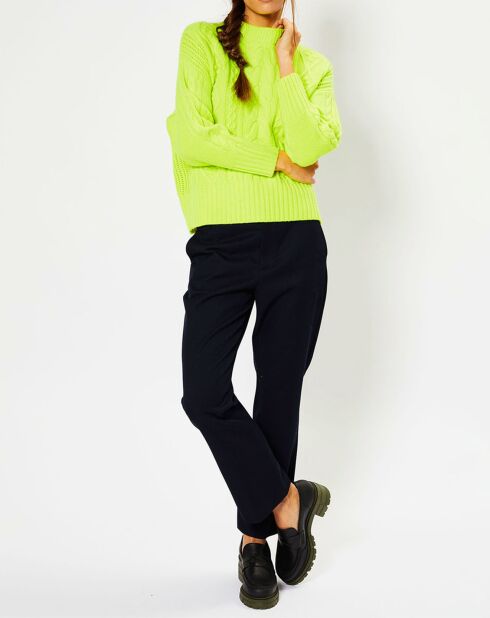 Pull en Laine & Cachemire Foug T col rond jaune fluo