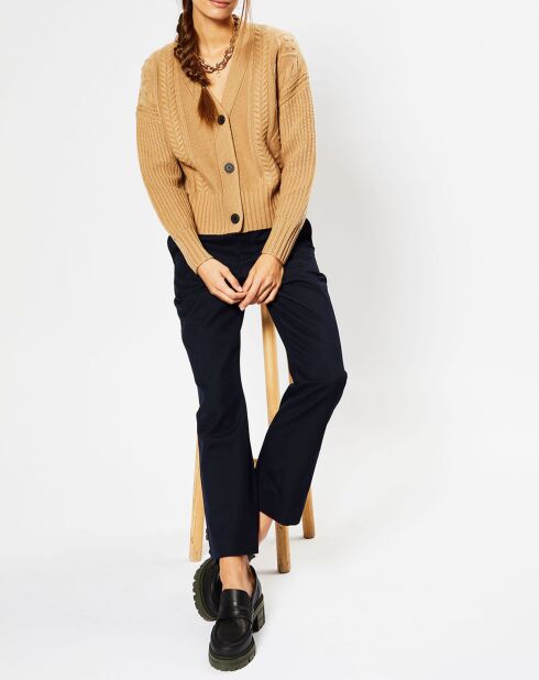 Cardigan en Laine & Cachemire Fabiola T col V beige