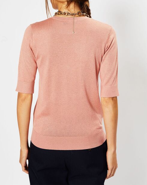 Pull en Soie & Cachemire Fifi manches courtes rose