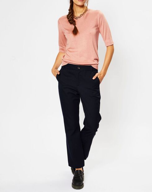 Pull en Soie & Cachemire Fifi manches courtes rose