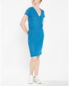 Robe en Coton & Lin mélangés Vanille à rayures bleue