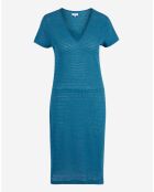 Robe en Coton & Lin mélangés Vanille à rayures bleue
